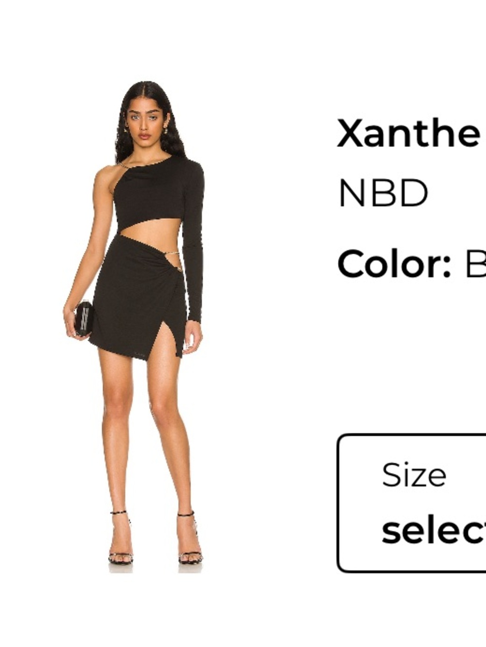 NBD One-Shoulder Cutout Mini Dress in Black